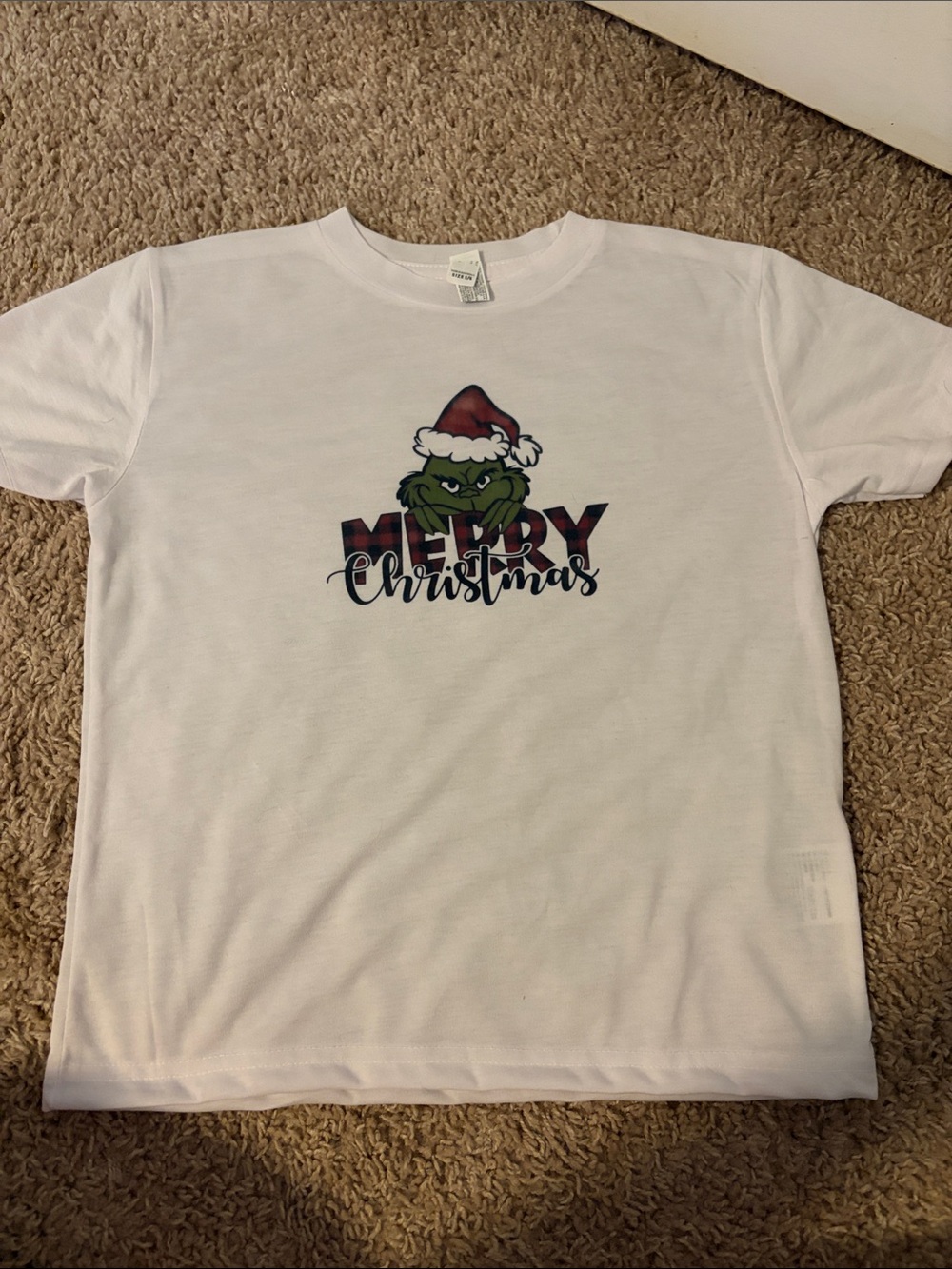 Kids White Grinch Merry Christmas Graphic Tee